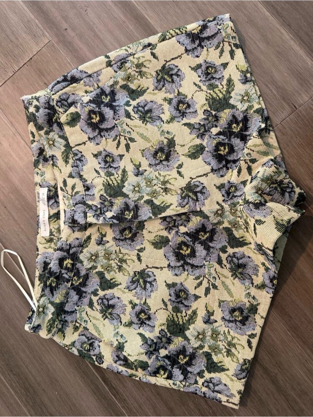 Floral Knit Shorts in Yellow and Blue